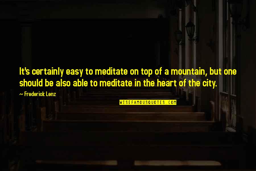 Tskhinvali Battle Quotes By Frederick Lenz: It's certainly easy to meditate on top of