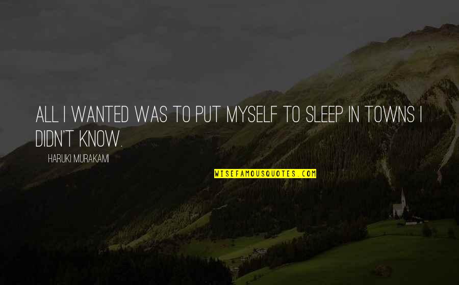 T'sleep Quotes By Haruki Murakami: All I wanted was to put myself to