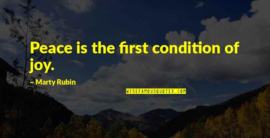 Tsm America Quotes By Marty Rubin: Peace is the first condition of joy.
