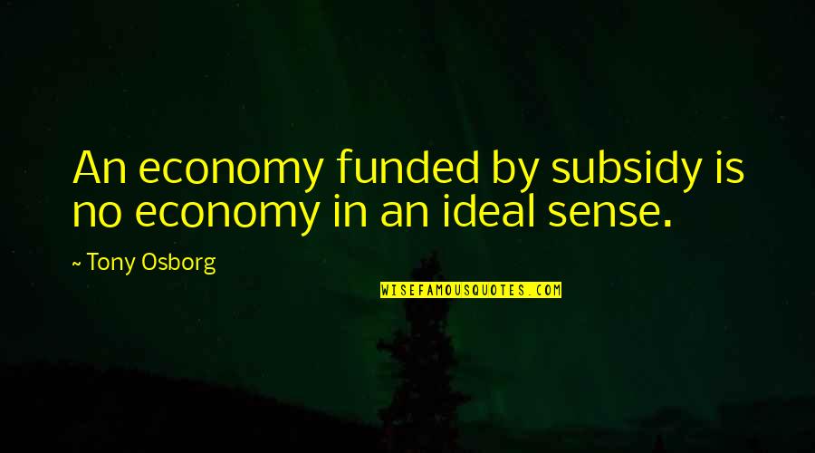 Tsoodle Kiowa Quotes By Tony Osborg: An economy funded by subsidy is no economy