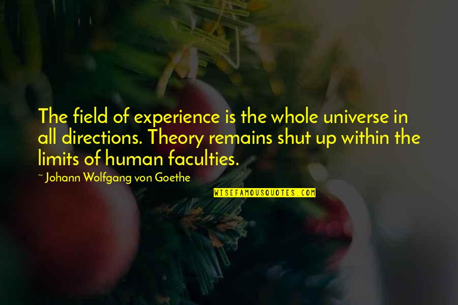 Tsst Quotes By Johann Wolfgang Von Goethe: The field of experience is the whole universe Tsst Quotes By Johann Wolfgang Von Goethe: The field of experience is the whole universe