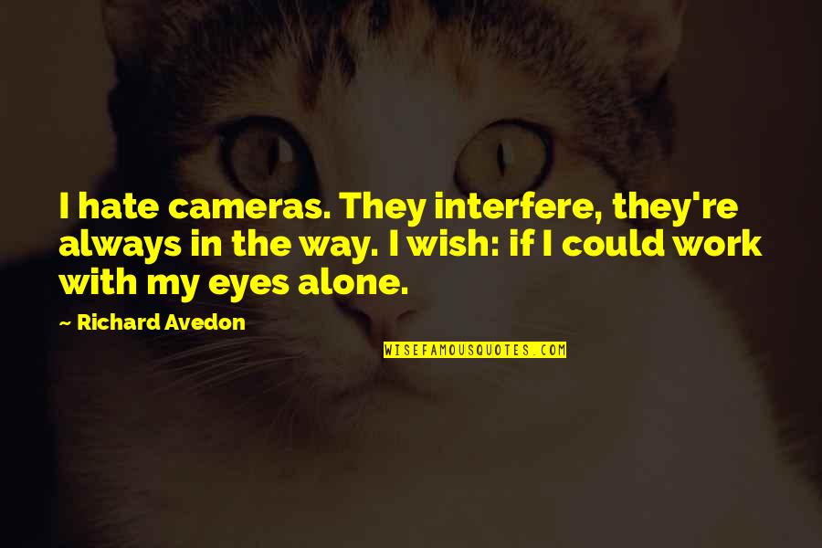 Tsukimiya Ringo Quotes By Richard Avedon: I hate cameras. They interfere, they're always in Tsukimiya Ringo Quotes By Richard Avedon: I hate cameras. They interfere, they're always in
