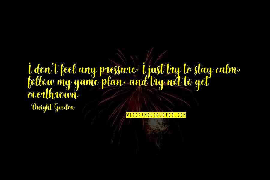 Tsvetanka Zheleva Quotes By Dwight Gooden: I don't feel any pressure. I just try Tsvetanka Zheleva Quotes By Dwight Gooden: I don't feel any pressure. I just try