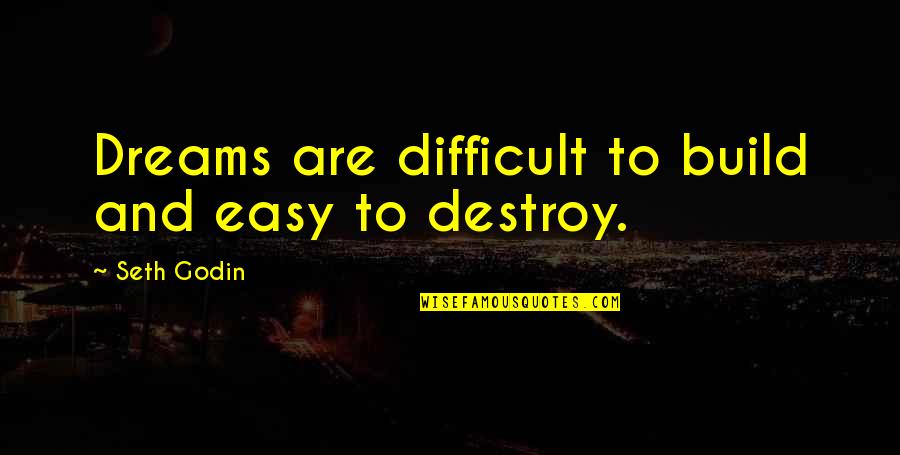 Ttrike Quotes By Seth Godin: Dreams are difficult to build and easy to