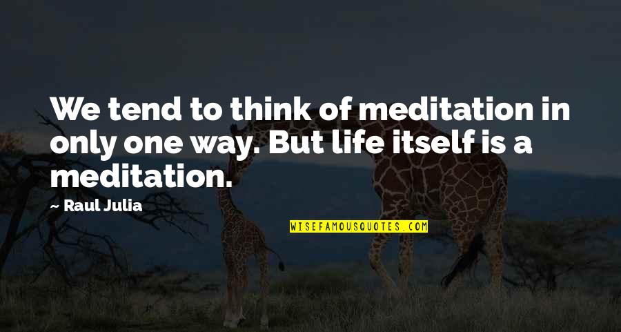 Tuberkulose Simptome Quotes By Raul Julia: We tend to think of meditation in only