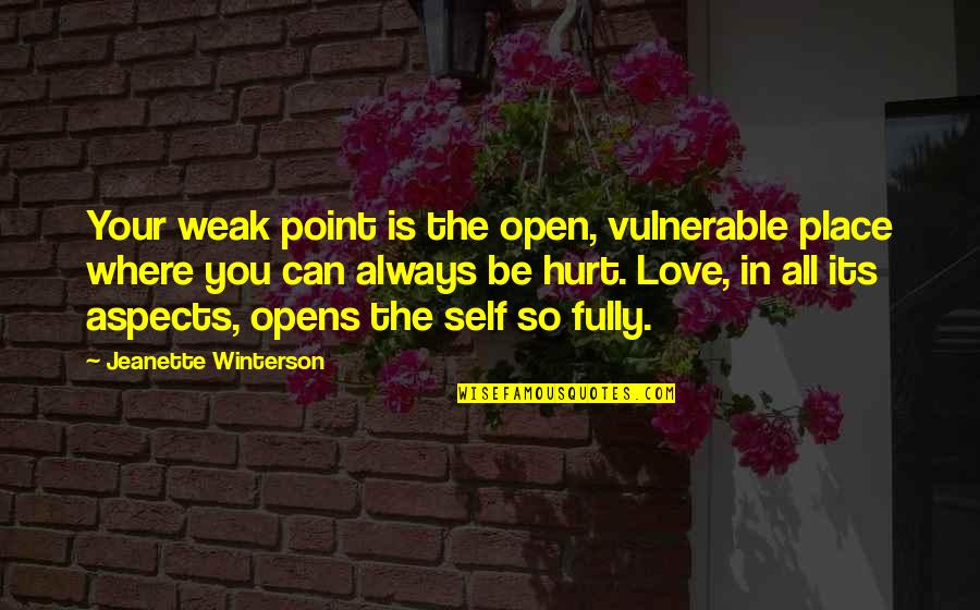Tudose Premier Quotes By Jeanette Winterson: Your weak point is the open, vulnerable place Tudose Premier Quotes By Jeanette Winterson: Your weak point is the open, vulnerable place