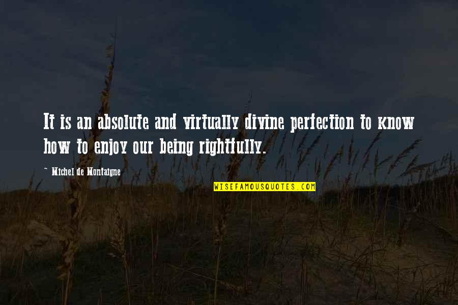 Tuesday Yoga Quotes By Michel De Montaigne: It is an absolute and virtually divine perfection
