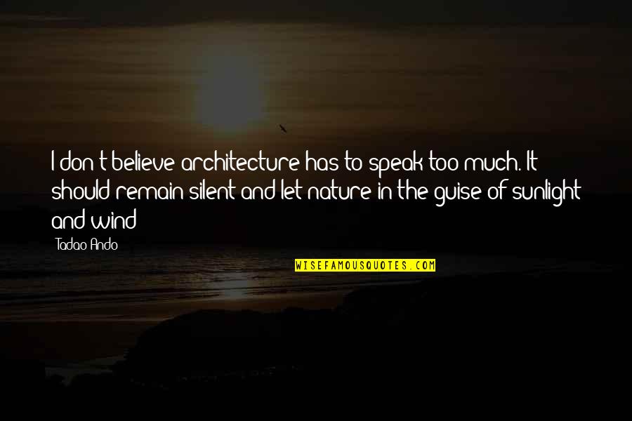 Tugas Akhir Quotes By Tadao Ando: I don't believe architecture has to speak too