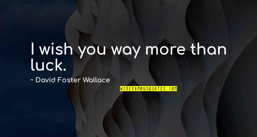 Tugendhat House Quotes By David Foster Wallace: I wish you way more than luck. Tugendhat House Quotes By David Foster Wallace: I wish you way more than luck.