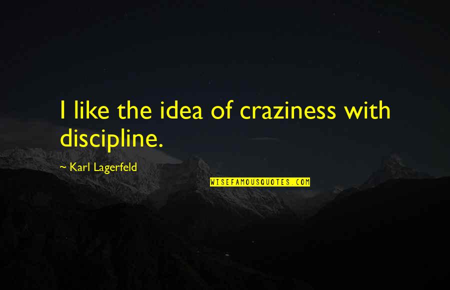 Tui Beer Quotes By Karl Lagerfeld: I like the idea of craziness with discipline.
