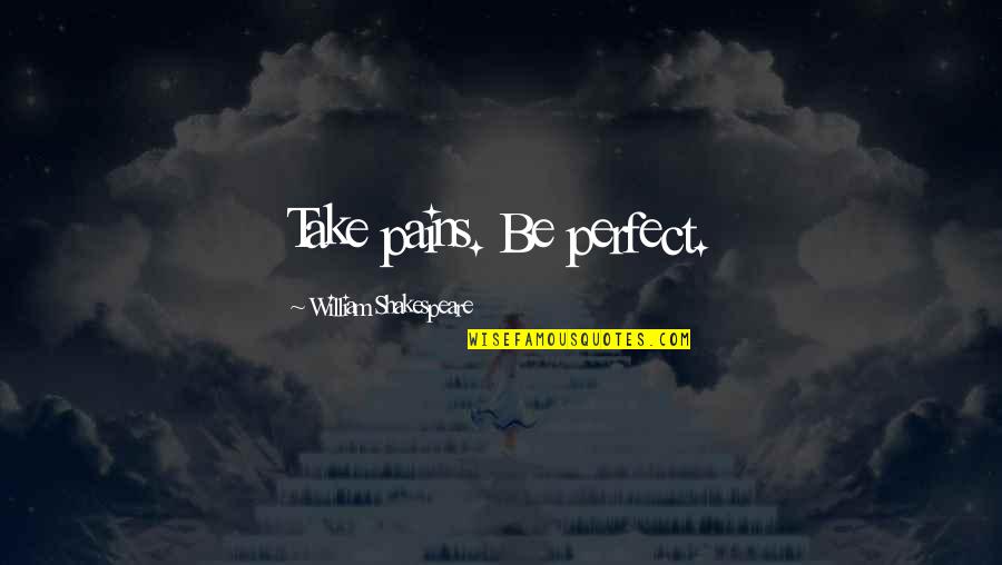 Tuichi Quotes By William Shakespeare: Take pains. Be perfect.