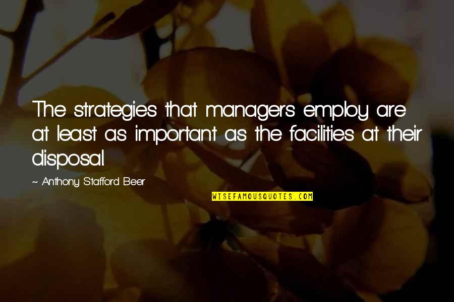 Tukums Hockey Quotes By Anthony Stafford Beer: The strategies that managers employ are at least