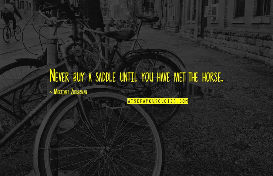 Tulip Farm Quotes By Mortimer Zuckerman: Never buy a saddle until you have met Tulip Farm Quotes By Mortimer Zuckerman: Never buy a saddle until you have met