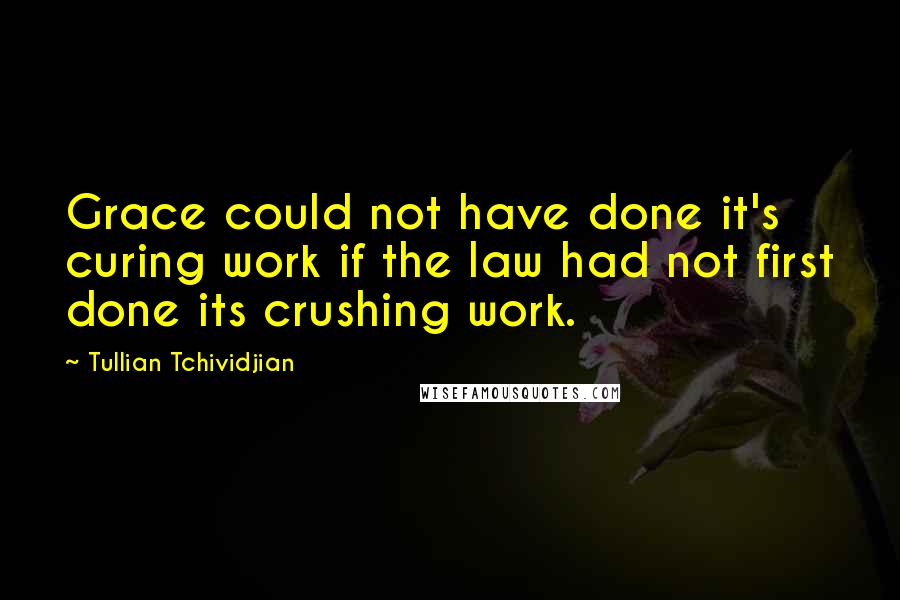 Tullian Tchividjian quotes: Grace could not have done it's curing work if the law had not first done its crushing work.