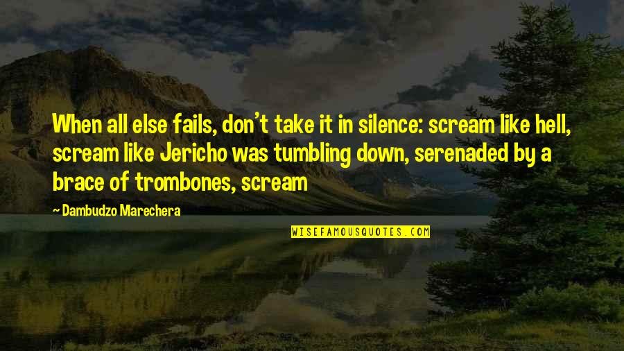 Tumbling Down Quotes By Dambudzo Marechera: When all else fails, don't take it in