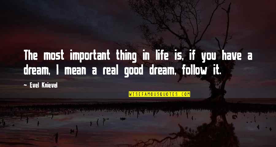 Tumnus Wampler Quotes By Evel Knievel: The most important thing in life is, if Tumnus Wampler Quotes By Evel Knievel: The most important thing in life is, if