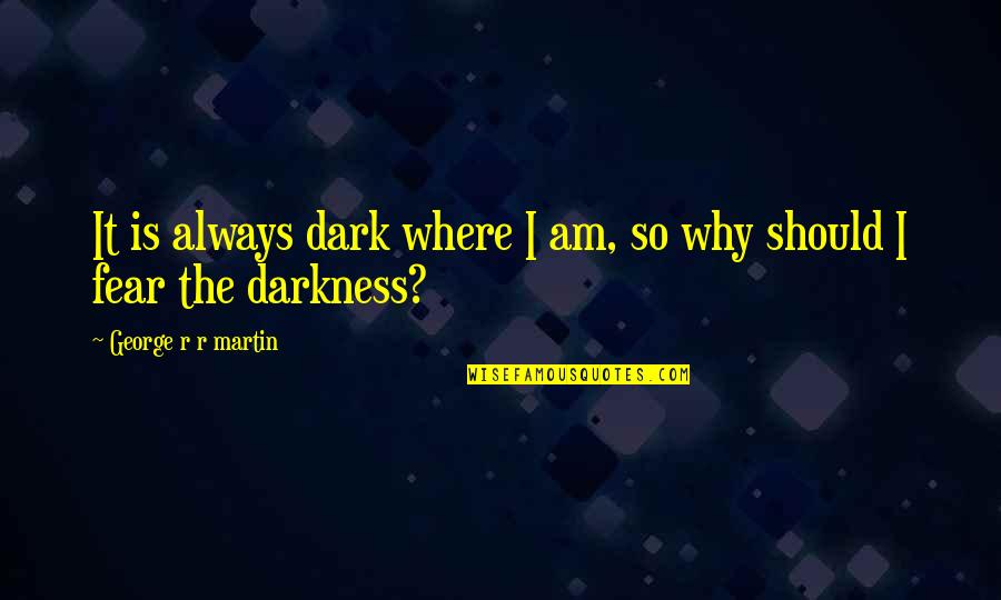 Tumori Maligne Quotes By George R R Martin: It is always dark where I am, so