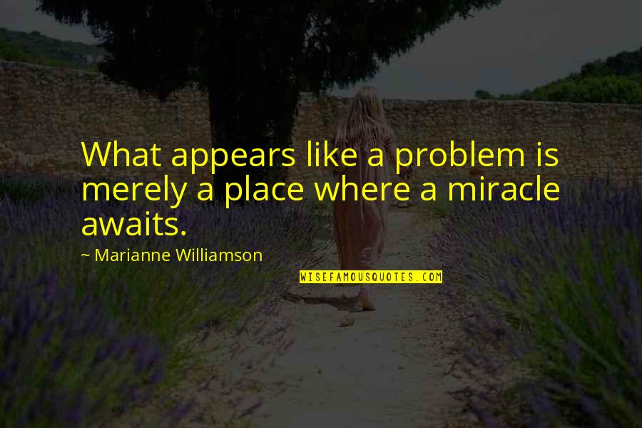 Tumut Quotes By Marianne Williamson: What appears like a problem is merely a
