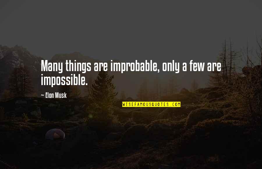 Tun Dr Ismail Quotes By Elon Musk: Many things are improbable, only a few are