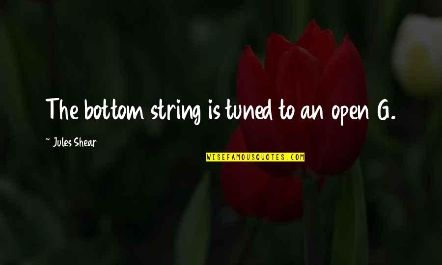 Tuned Quotes By Jules Shear: The bottom string is tuned to an open