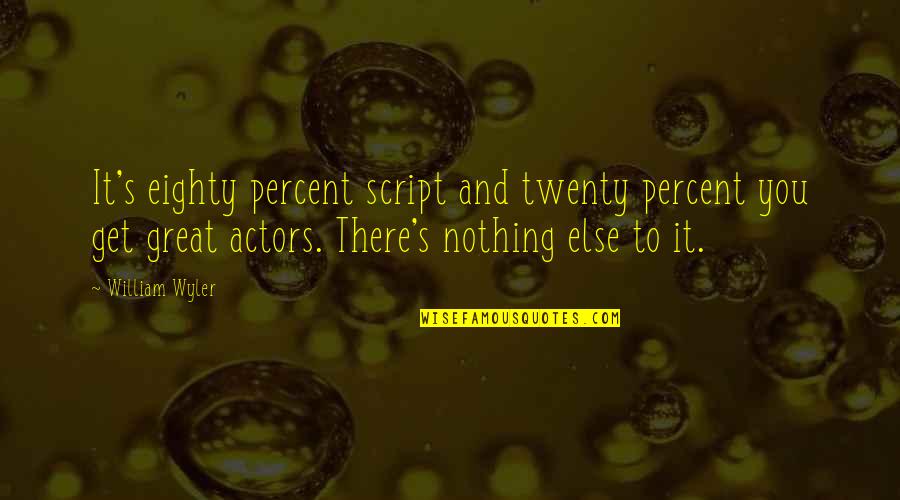 Tungala Sabala Quotes By William Wyler: It's eighty percent script and twenty percent you