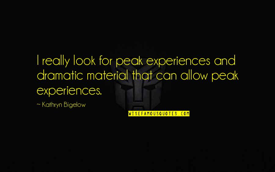 Tungkol Sa Buhay Quotes By Kathryn Bigelow: I really look for peak experiences and dramatic Tungkol Sa Buhay Quotes By Kathryn Bigelow: I really look for peak experiences and dramatic