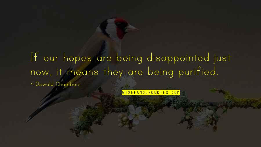 Tunglip Quotes By Oswald Chambers: If our hopes are being disappointed just now,