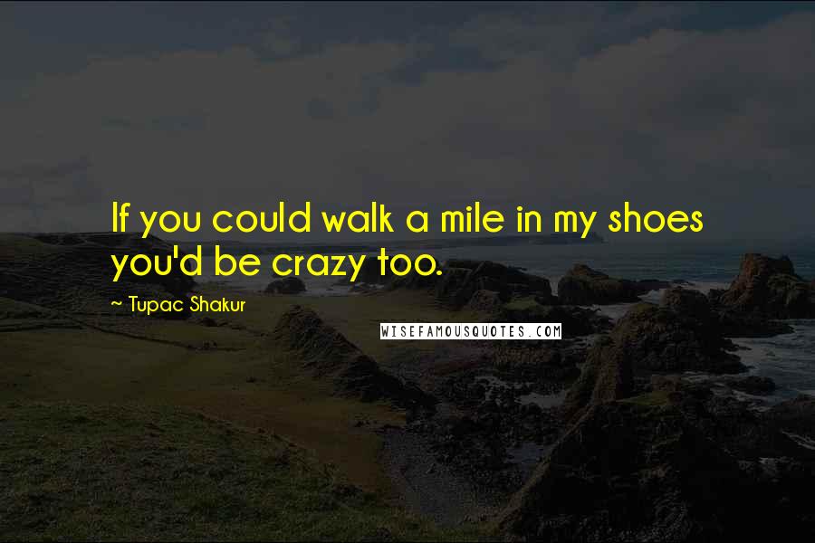 Tupac Shakur quotes: If you could walk a mile in my shoes you'd be crazy too.
