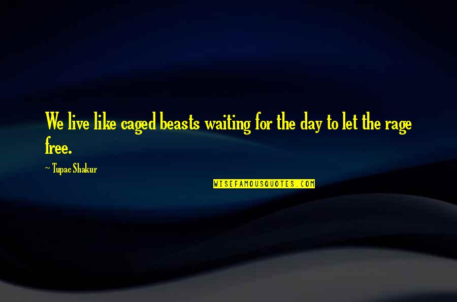 Tupac Shakur Quotes By Tupac Shakur: We live like caged beasts waiting for the