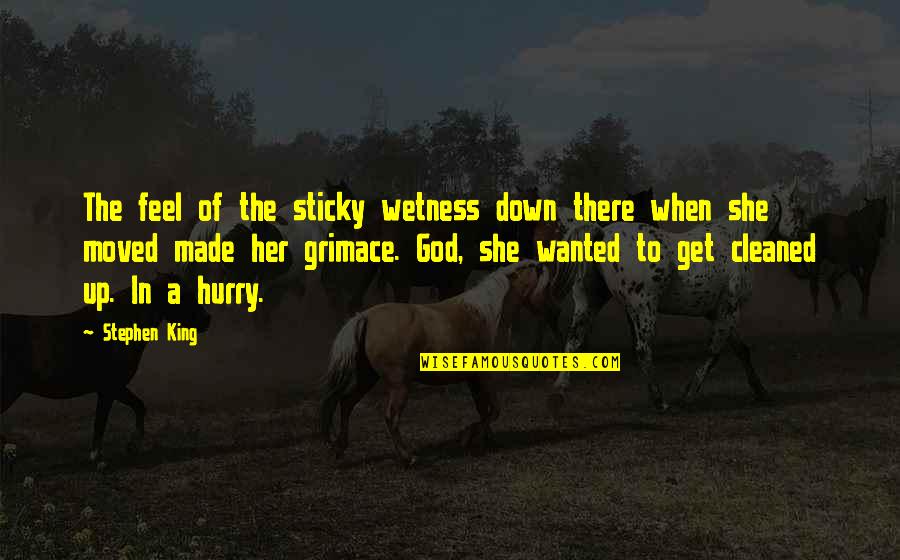 Tuppence Quotes By Stephen King: The feel of the sticky wetness down there Tuppence Quotes By Stephen King: The feel of the sticky wetness down there