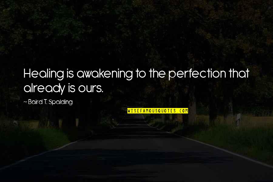 Turbio Wine Quotes By Baird T. Spalding: Healing is awakening to the perfection that already