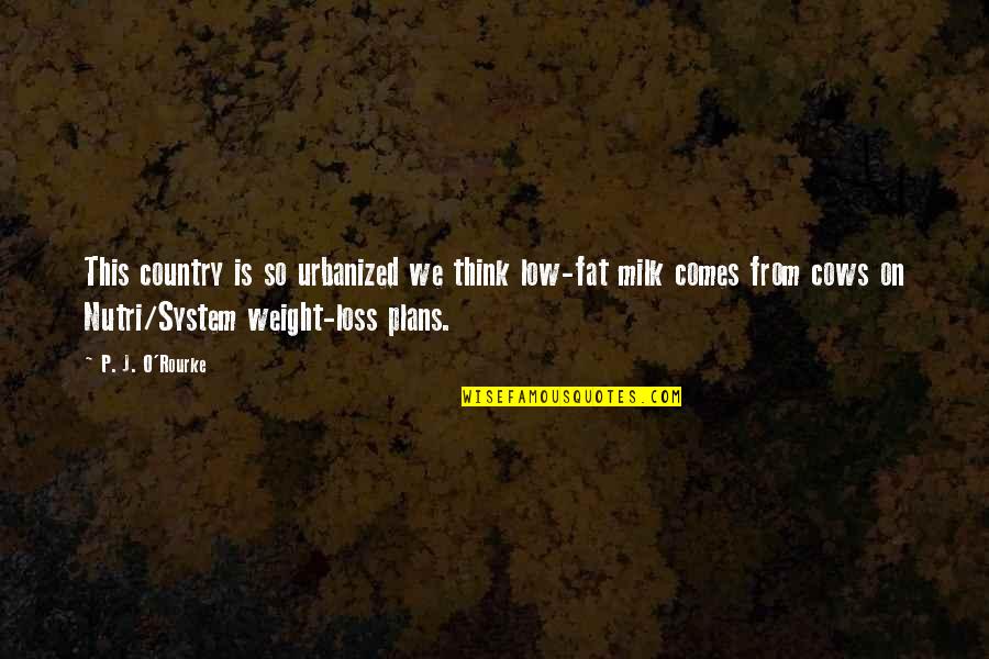 Turbulentas Quotes By P. J. O'Rourke: This country is so urbanized we think low-fat Turbulentas Quotes By P. J. O'Rourke: This country is so urbanized we think low-fat