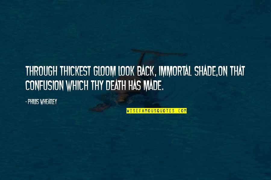 Turchicken Quotes By Phillis Wheatley: Through thickest gloom look back, immortal shade,On that