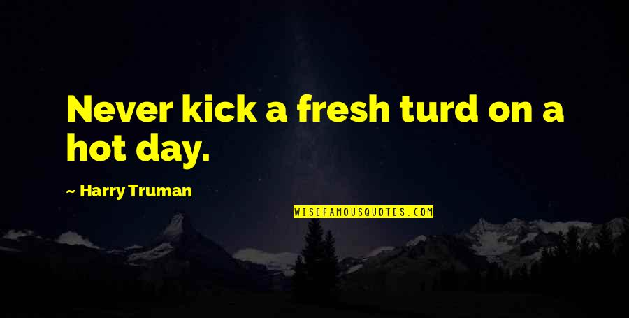 Turd Quotes By Harry Truman: Never kick a fresh turd on a hot Turd Quotes By Harry Truman: Never kick a fresh turd on a hot