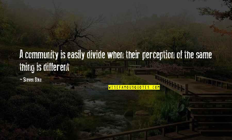 Turguli Quotes By Steven Biko: A community is easily divide when their perception