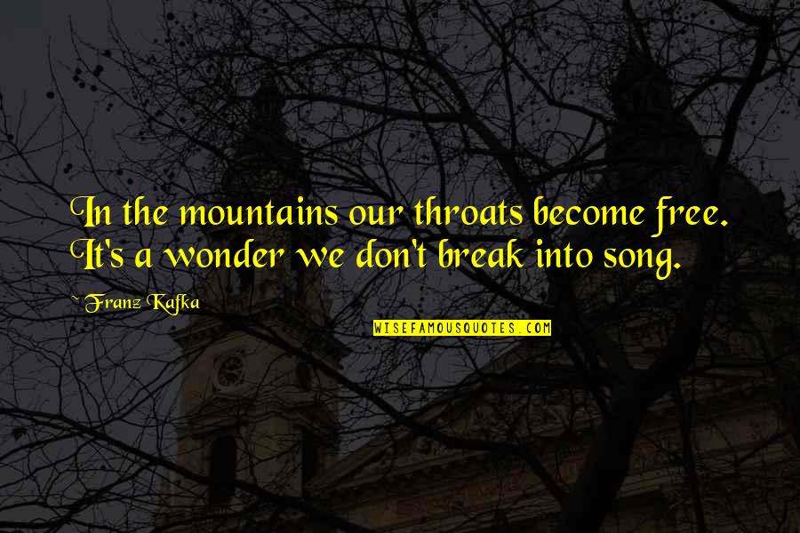 Turkatron Quotes By Franz Kafka: In the mountains our throats become free. It's