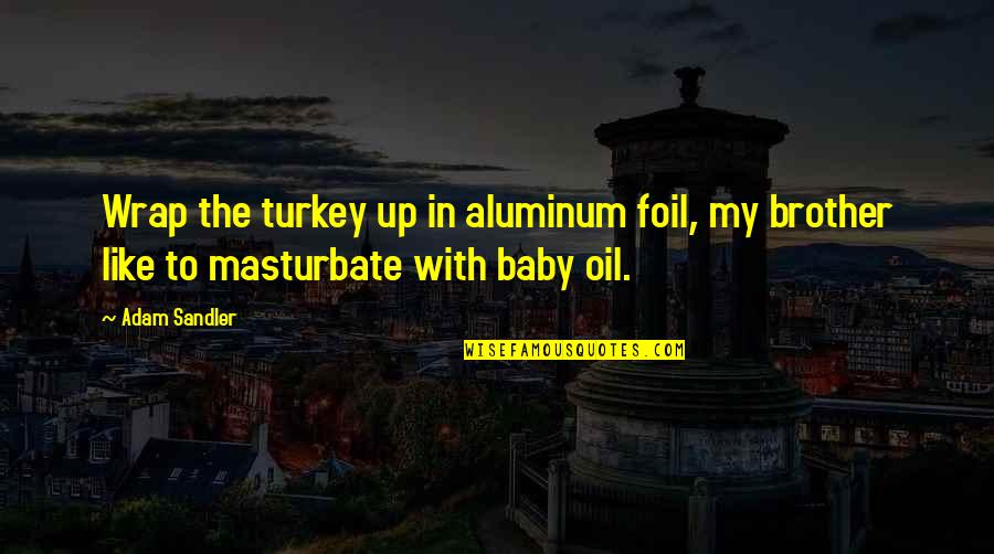 Turkey Quotes By Adam Sandler: Wrap the turkey up in aluminum foil, my