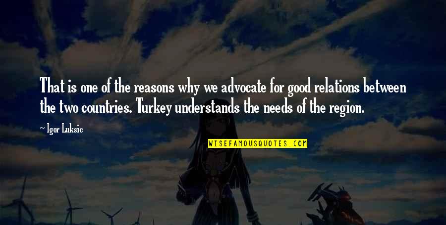 Turkey Quotes By Igor Luksic: That is one of the reasons why we