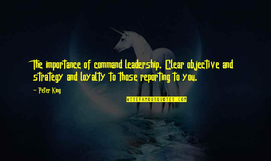 Turkina Tarzan Quotes By Peter King: The importance of command leadership. Clear objective and