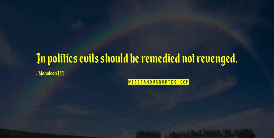 Turlupine Quotes By Napoleon III: In politics evils should be remedied not revenged. Turlupine Quotes By Napoleon III: In politics evils should be remedied not revenged.