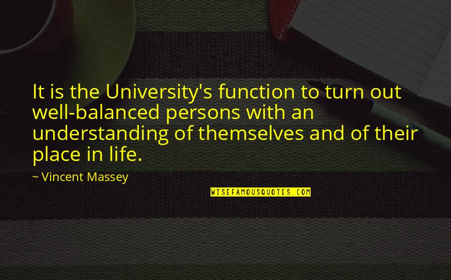 Turn In Life Quotes By Vincent Massey: It is the University's function to turn out