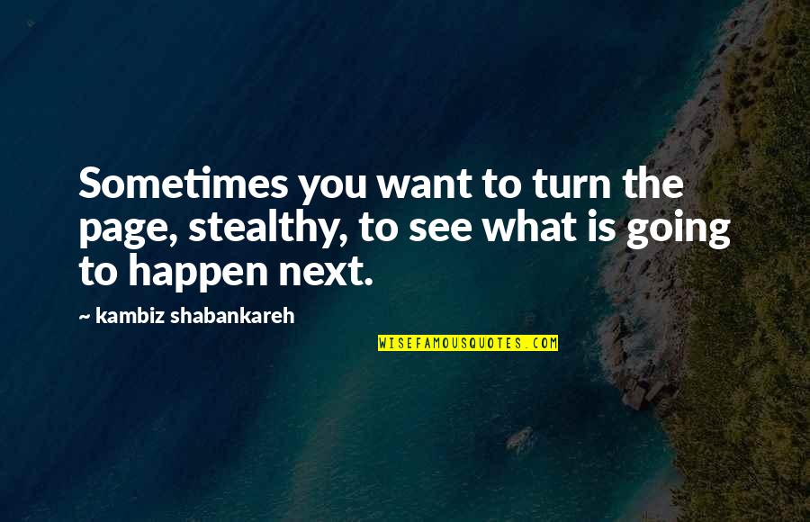 Turn The Page Quotes By Kambiz Shabankareh: Sometimes you want to turn the page, stealthy,