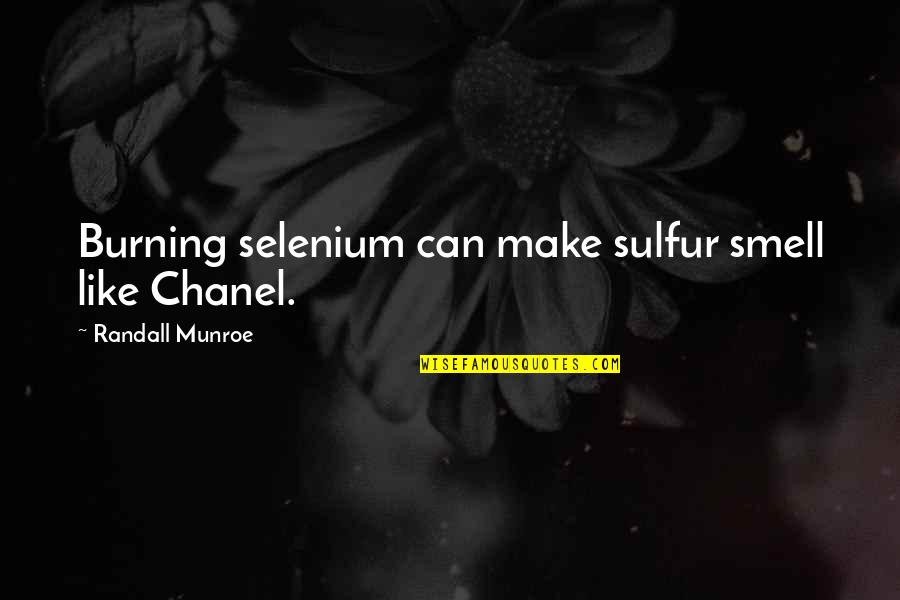 Turning Eighty Quotes By Randall Munroe: Burning selenium can make sulfur smell like Chanel.