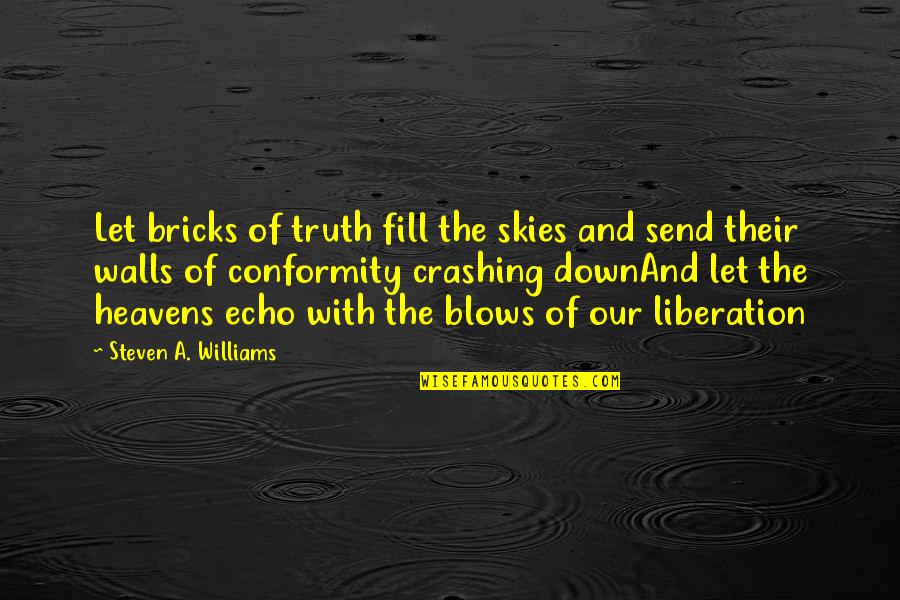 Turning Nineteen Quotes By Steven A. Williams: Let bricks of truth fill the skies and