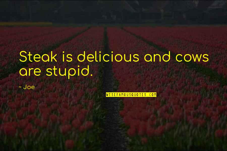 Turning Older Quotes By Joe: Steak is delicious and cows are stupid.