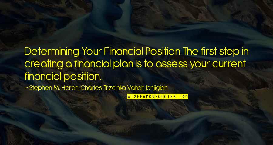 Turnpikes Inventor Quotes By Stephen M. Horan, Charles Trzcinka Vahan Janjigian: Determining Your Financial Position The first step in