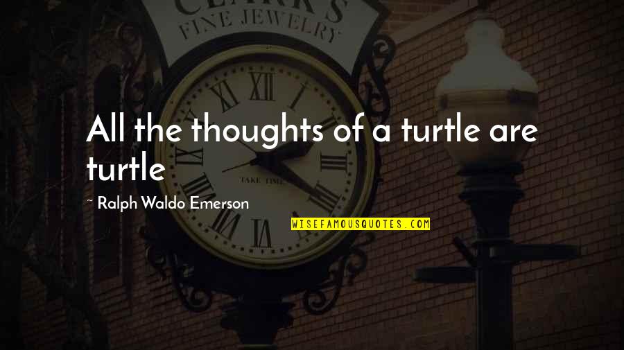 Turtles Quotes By Ralph Waldo Emerson: All the thoughts of a turtle are turtle