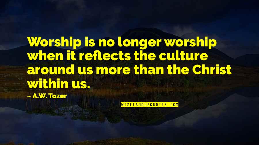 Tusek Moths Quotes By A.W. Tozer: Worship is no longer worship when it reflects