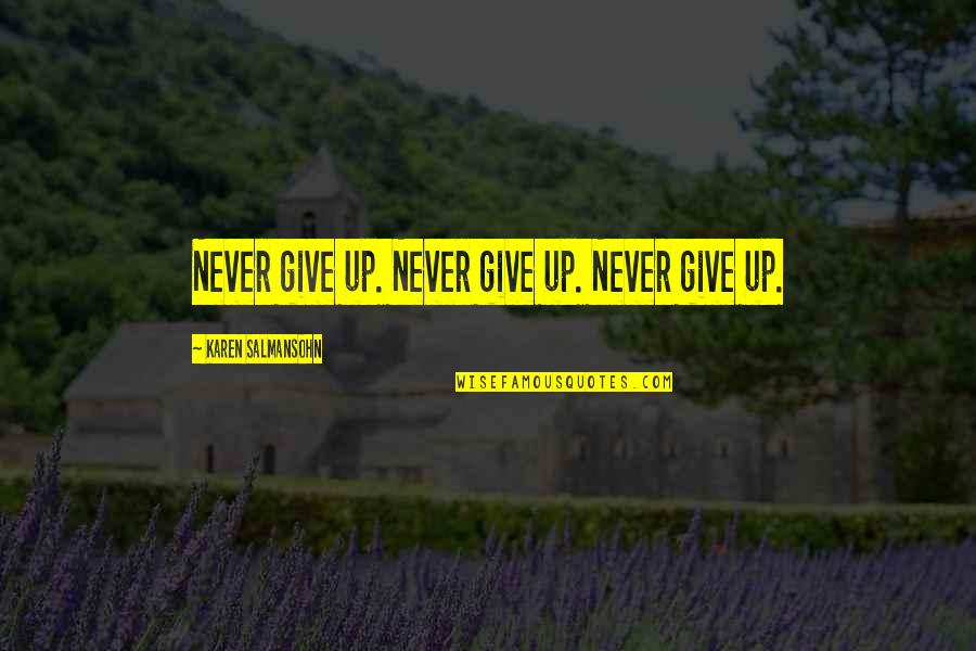 Tutunamayanlar Izle Quotes By Karen Salmansohn: Never give up. Never give up. Never give
