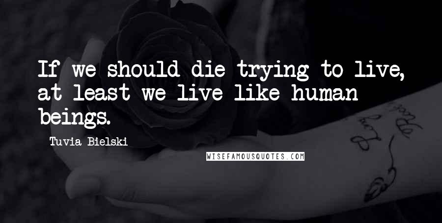 Tuvia Bielski quotes: If we should die trying to live, at least we live like human beings.